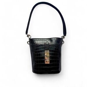 Guess Black Crocodile-Patterned Shoulder Bag